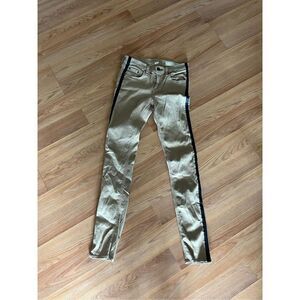 Rag & Bone Women's Tan Contrast Tuxedo Stripe Low Rise Skinny Jeans Size 26